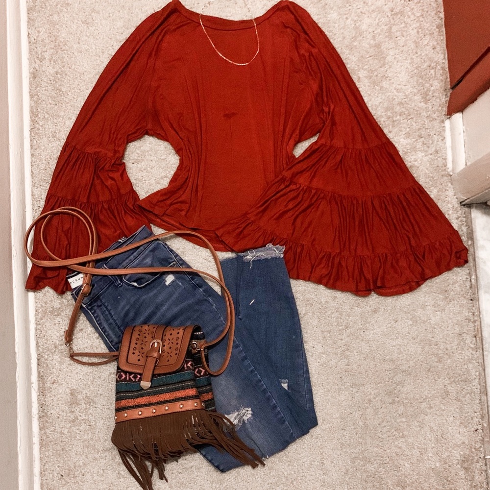 SOLD SheIn Orange Bell Sleeve Tee